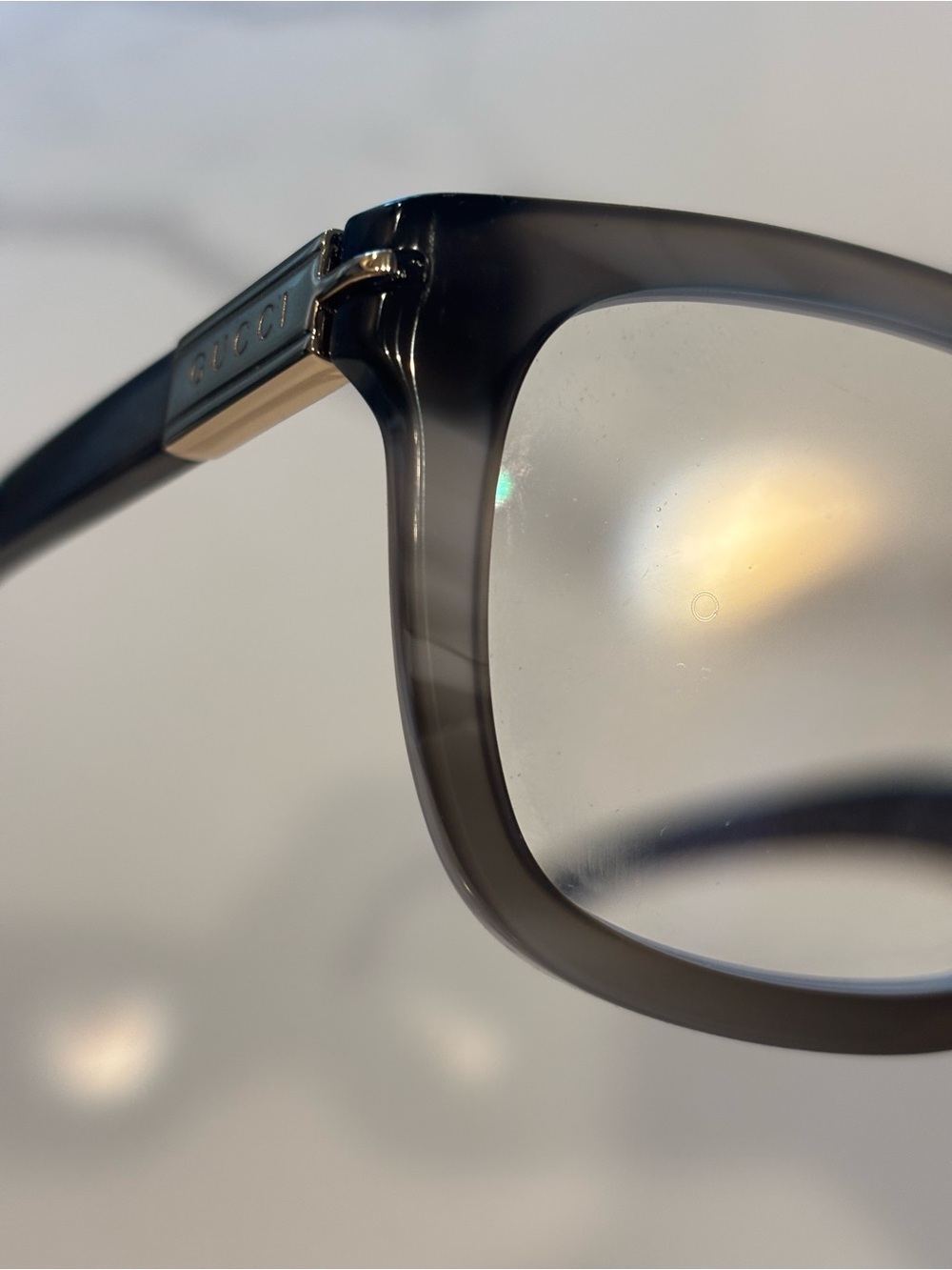 Authentic Gucci Eyeglass Frames Dark Horn / Gray Tortoise with Gold Tone GG1502S - Picture 4 of 12